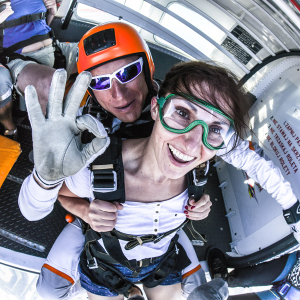Tuż przed wyskokiem. Wszystko OK! Tandem pilotem jest Dragon.